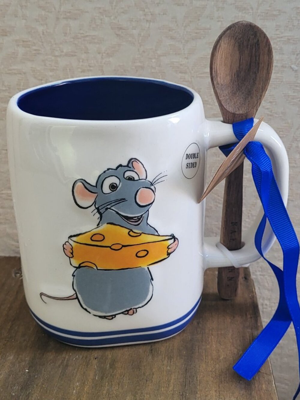 NWT Rae Dunn Disney Ratatouille "Bon Appetit" Mug with Wooden Spoon
